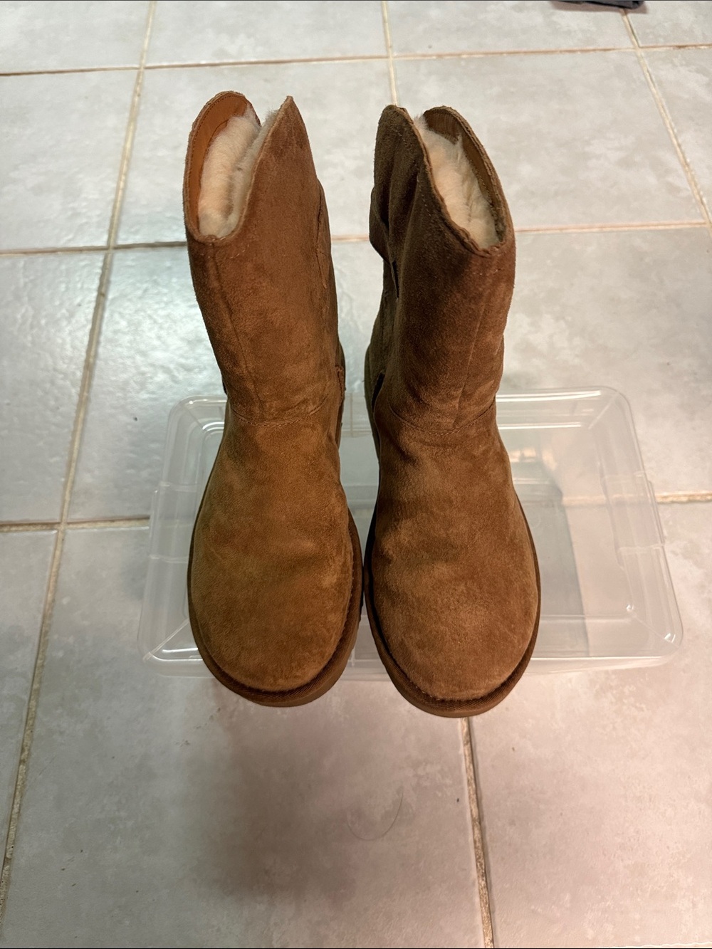 UGG Chestnut Suede Shearling Mid-Calf Boots